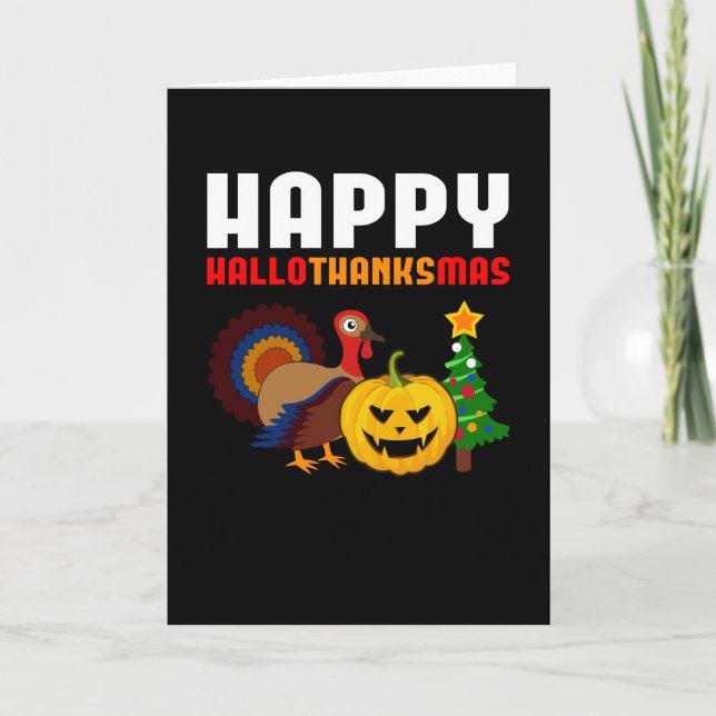 Cartão Presente de Hallothanksmas de Halloween Natal (Frente)
