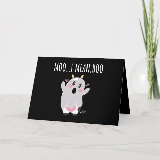 Cartão Presente de Halloween Vaca Fantasma Moo Quero Dize (Frente)