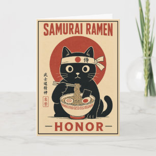 Cartão Presente de Ilustração de Ramen Japonês do Gato Sa