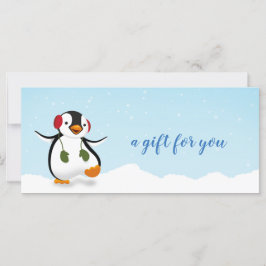 Cartão-presente de inverno de Pinguim Engraçado