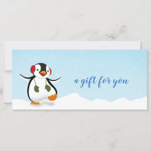 Cartão-presente de inverno de Pinguim Engraçado