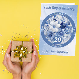 Cartão Presente de Marco de Recuperação Floral Azul Perso