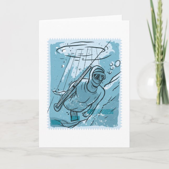 Cartão Presente de mergulho de pesca com lança (Frente)