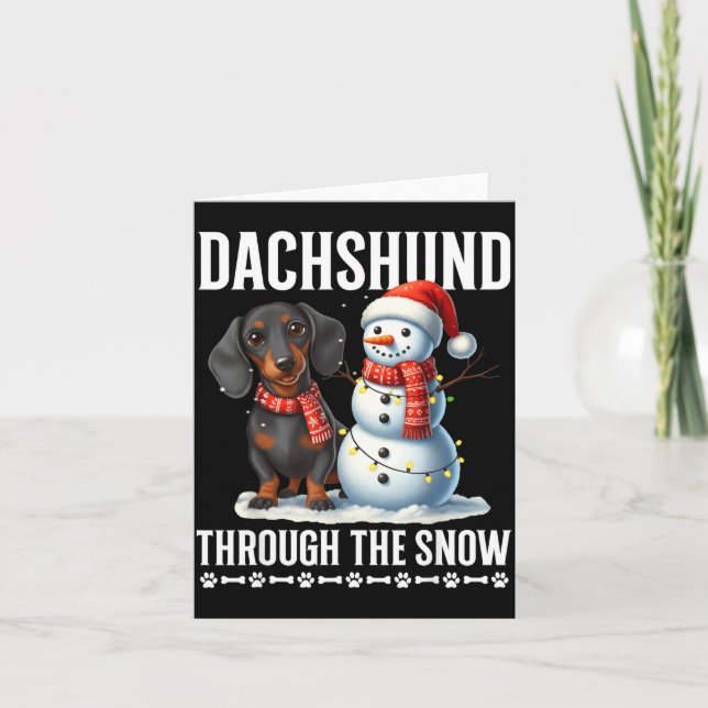 Cartão Presente de Natal de Dachshund Feio Através da Nev (Frente)