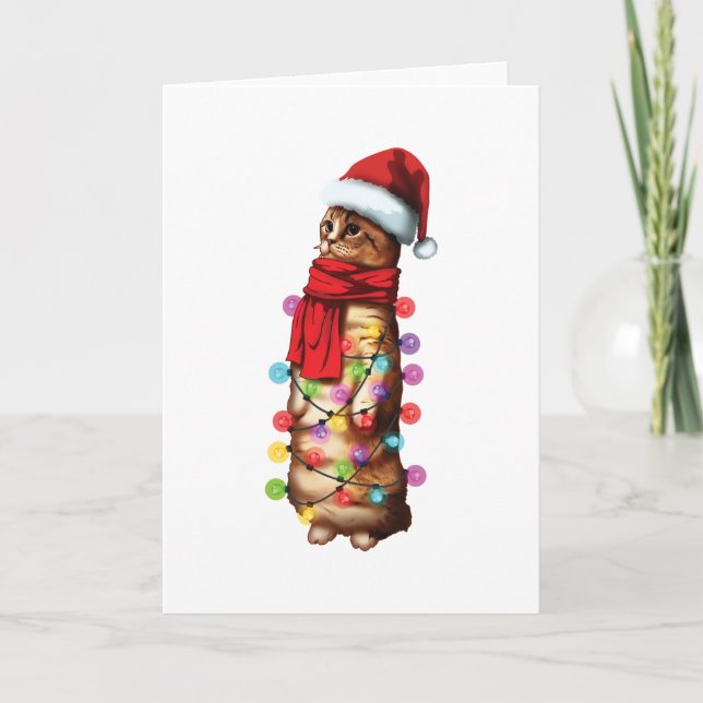Cartão Presente de Natal engraçado para amante de gato Mu (Frente)