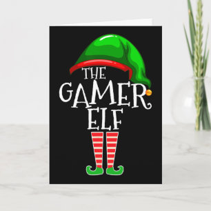 Cartão Presente de Natal Família de Elfo Gamer Grupo Corr