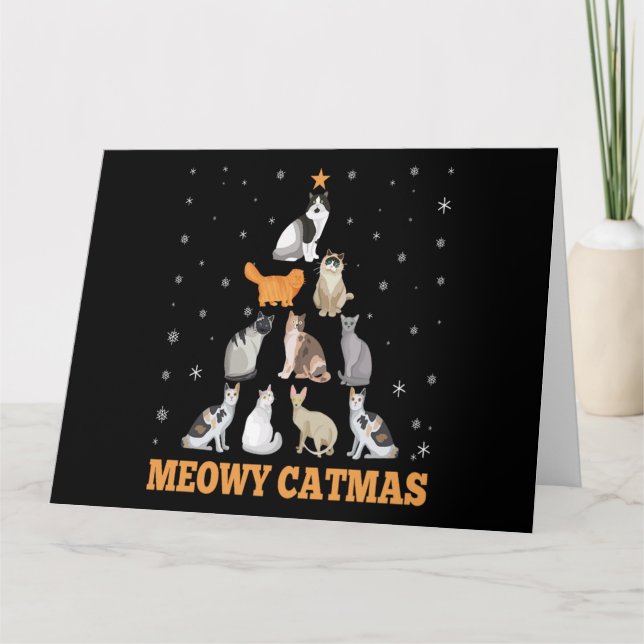 Cartão Presente de Natal para Amantes de Gatos (Frente)