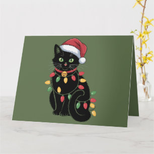 Cartão Presente de Natal para Gata Amante de Gato Preto P