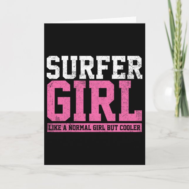 Cartão Presente de Surfista Menina Surfando  (Frente)