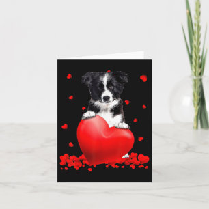 Cartão Presente Dia dos Namorados Cão Border Collie Coraç