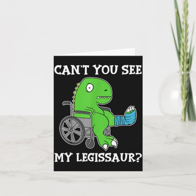 Cartão Presente Divertido de Dinossauro para Perna Quebra (Frente)