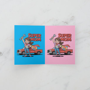 Cartão Presente do Dia das Mães Super Mãe Heroína Cartoon
