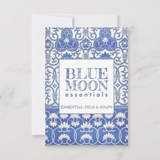 Cartão Presente do Monograma Blue Pattern Essentials Soap (Frente)
