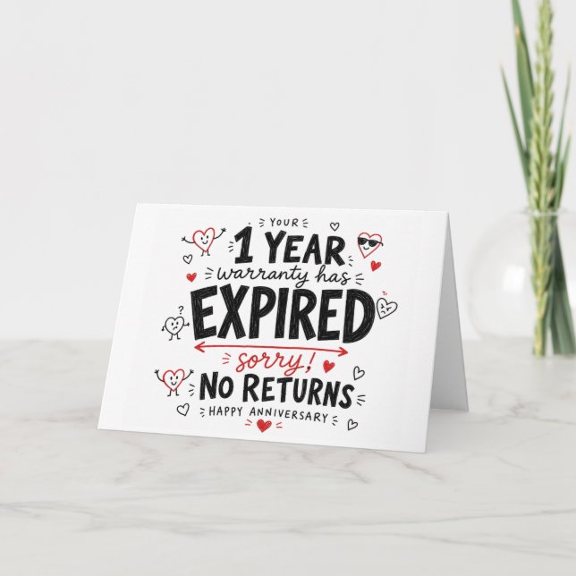 Cartão Presente engraçado de 1º aniversário com coração d (Frente)