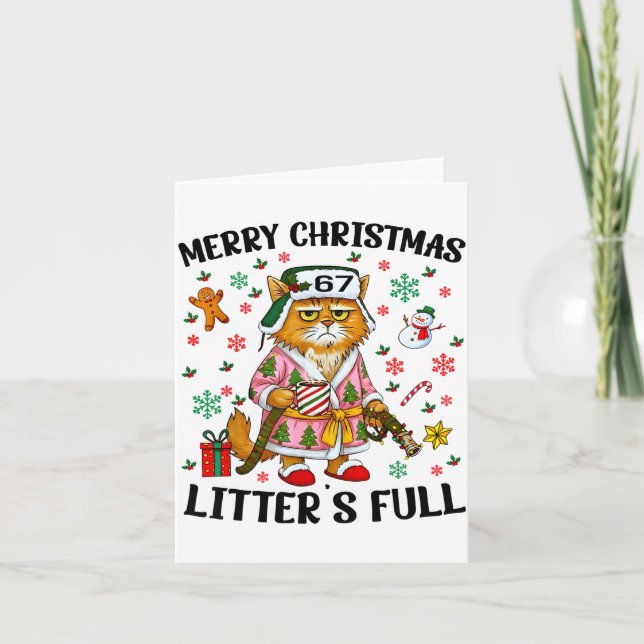 Cartão Presente Engraçado de Gatinho de Natal 67 Natal (Frente)