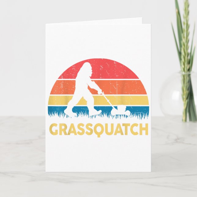 Cartão Presente engraçado para pai cortar grama Grquatch  (Frente)