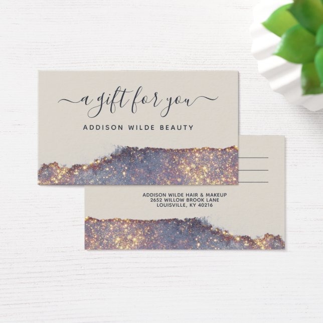 Cartão Presente Iridescente Glam Glitter Dourado R (Mesa)