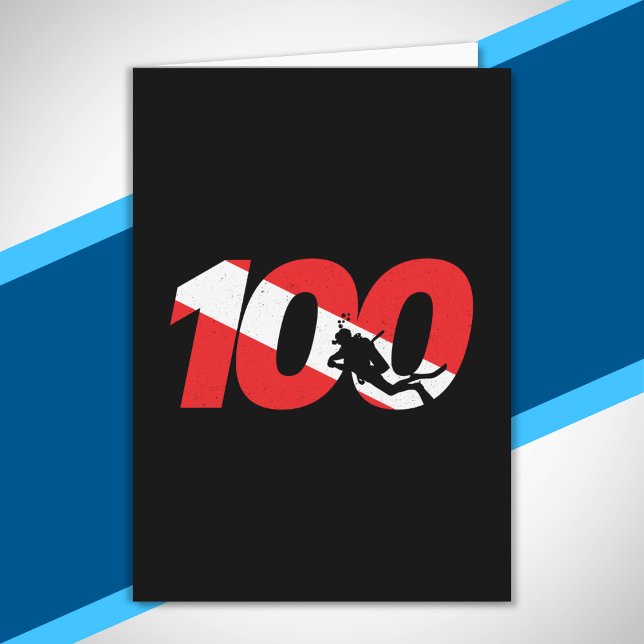 Cartão Presente no mergulhador Scuba - 100º Mergulho - Me (Criador carregado)