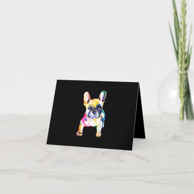 Cartão Presente para Bulldog Francês com Aquarela Origina (Frente)
