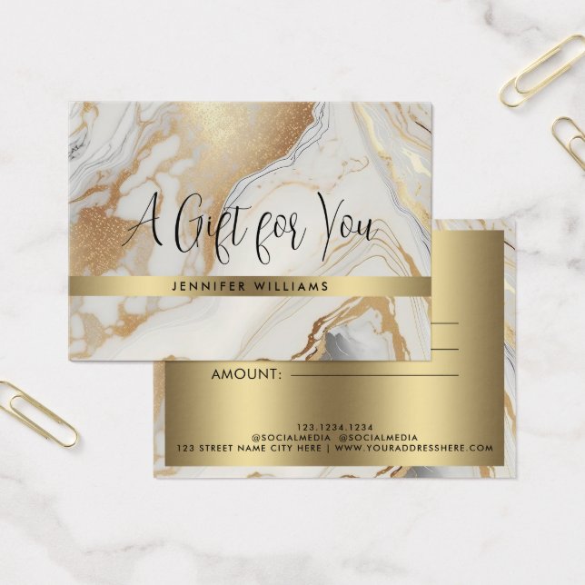 Cartão Presente para Certificado de Marble Dourado (Escritótio)