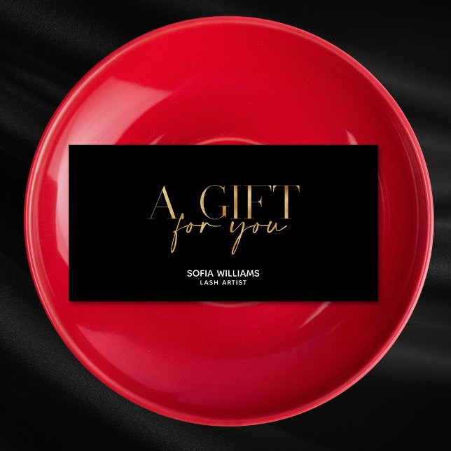 Cartão Presente para Certificado de Tipografia Dou (modern gold typography black background gift certificate)