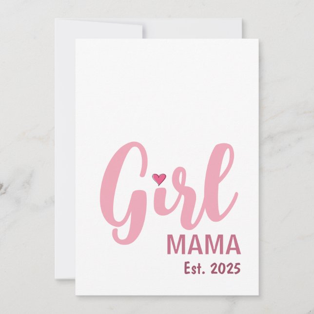 Cartão Presente para Nova Mamãe de Menina Est. 2025 (Frente)