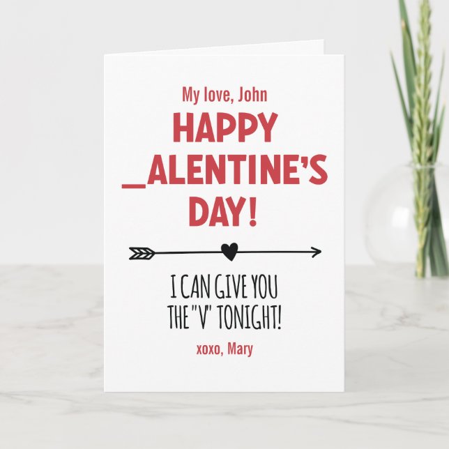 Cartão PRESENTE Safadinho Dá o V pra Mim Hoje à Noite Set (Frente)