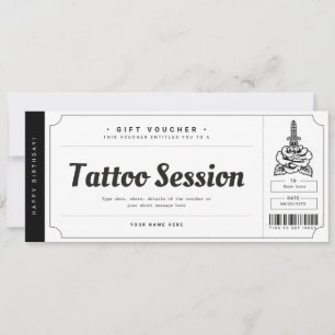 Cartão Presente Tatuagem Bilhete Voucher Certifica