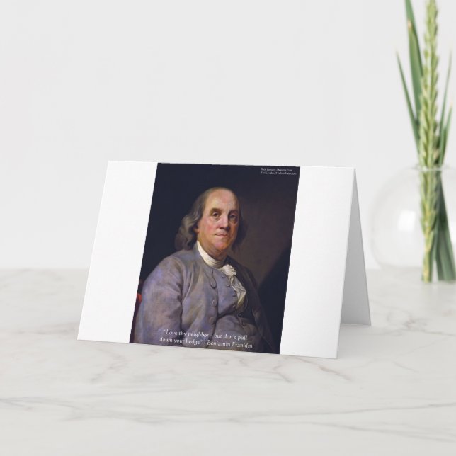 Cartão Presentes com a Citação de Ben Franklin "Ama o Teu (Frente)