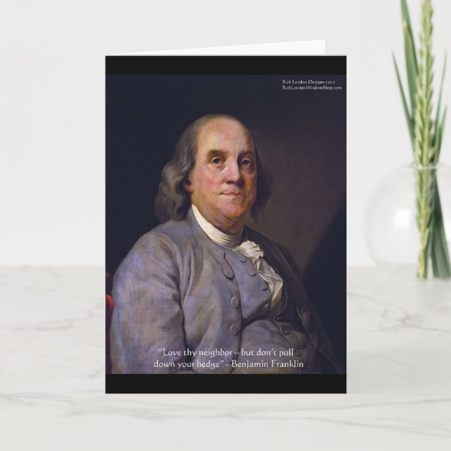 Cartão Presentes com a Citação de Ben Franklin "Ama o Teu (Frente)