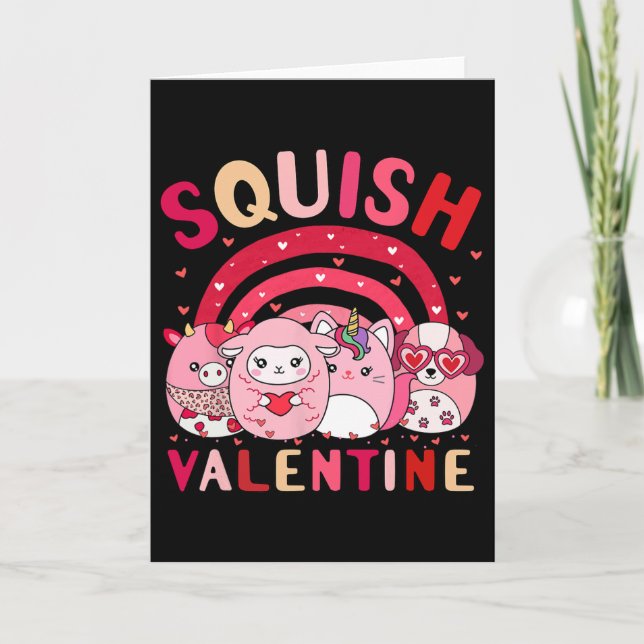 Cartão Presentes da Equipe Squish Valentine Fofos Para Cr (Frente)