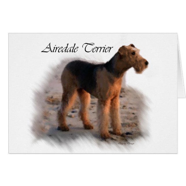 Cartão Presentes de Arte Airedale Terrier (Frente Horizontal)