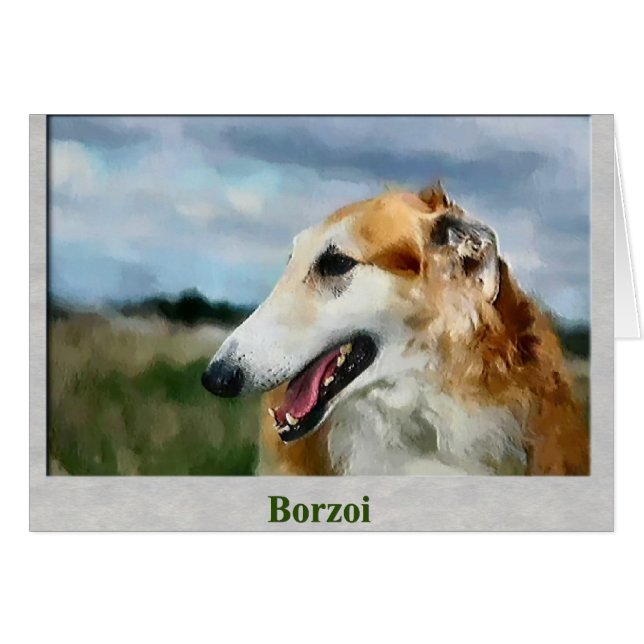 Cartão Presentes de Arte Borzoi (Frente Horizontal)