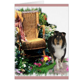 Cartão Presentes de Arte Collie Rough de Três Cores