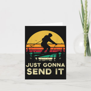 Cartão Presentes de Esqui Retrô Gonna Send It Meme Engraç