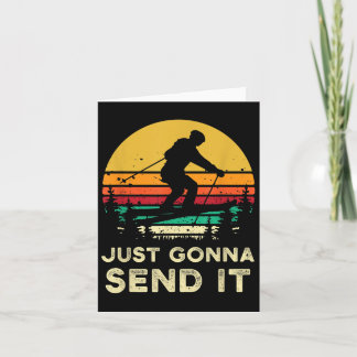 Cartão Presentes de Esqui Retrô Gonna Send It Meme Engraç