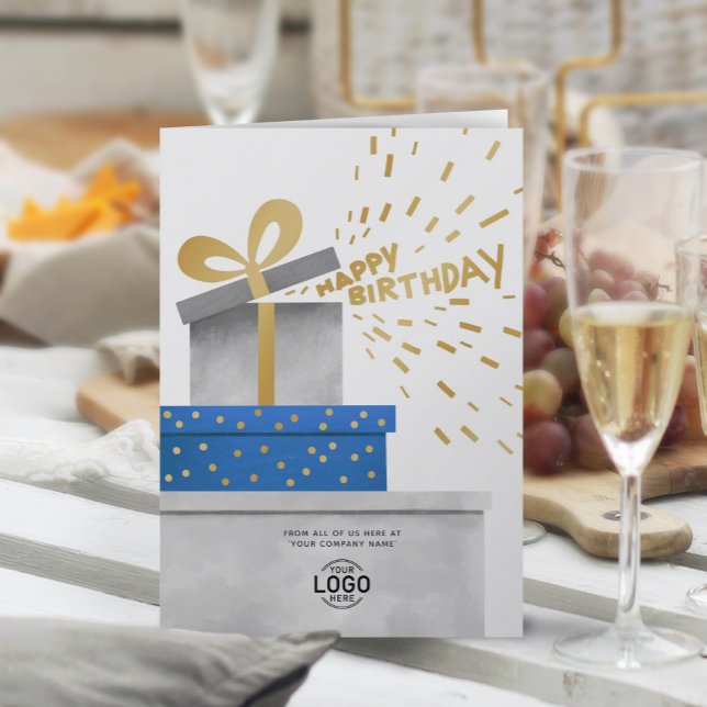 Cartão Presentes de logotipo Cinzas Boxes Feliz aniversár (Criador carregado)