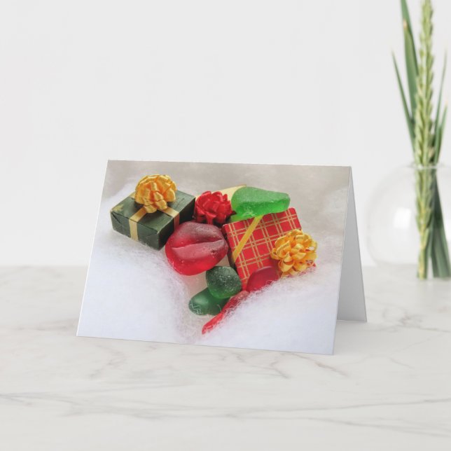 Cartão Presentes de Natal e vidro marinho (Frente)