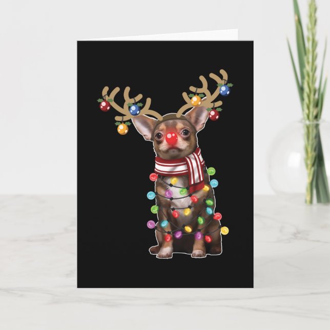 Cartão Presentes de Natal engraçados do cão Chihuahua fof (Frente)