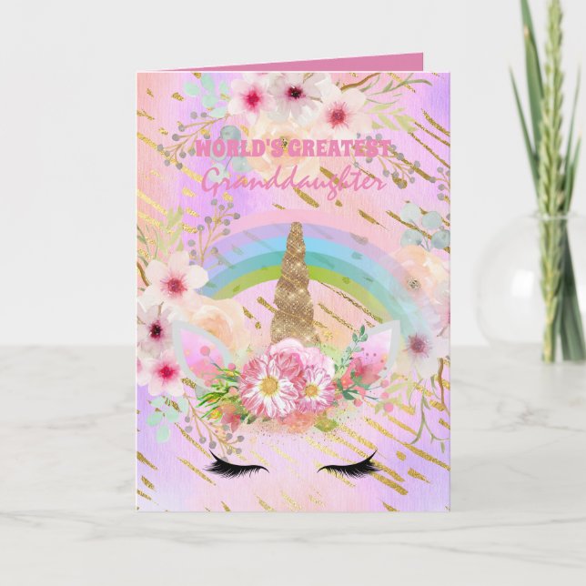 Cartão Presentes de Unicórnio da NETA Rosa Dourado Menina (Frente)