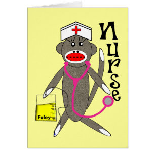 Cartão Presentes do macaco da peúga da enfermeira