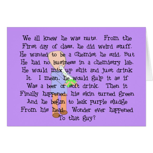 Cartão Presentes do químico--Arte de história "o (Frente Horizontal)
