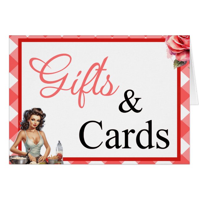 Cartão Presentes e placa de Festa de solteira Pinup Rosa (Frente horizontal)