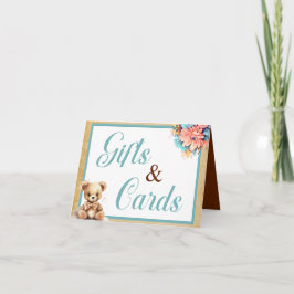 Cartão Presentes e placas do Chá de fraldas do Urso Azul