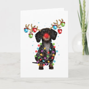 Cartão Presentes engraçados de Natal para Dachshund fofo
