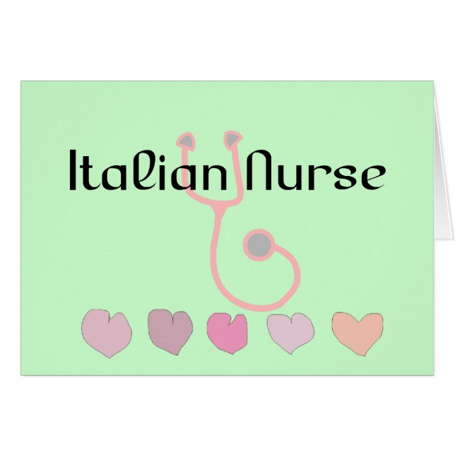 Cartão Presentes italianos da enfermeira--Corações & (Frente Horizontal)