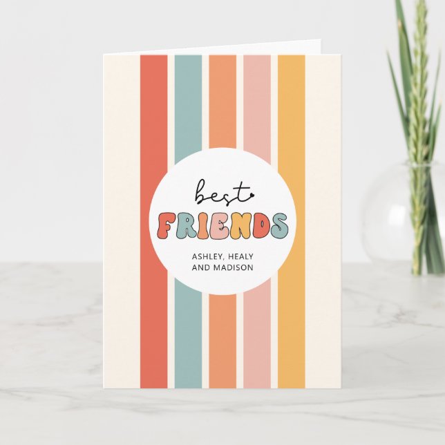 Cartão Presentes Personalizados de Melhores Amigas Retrô  (Frente)