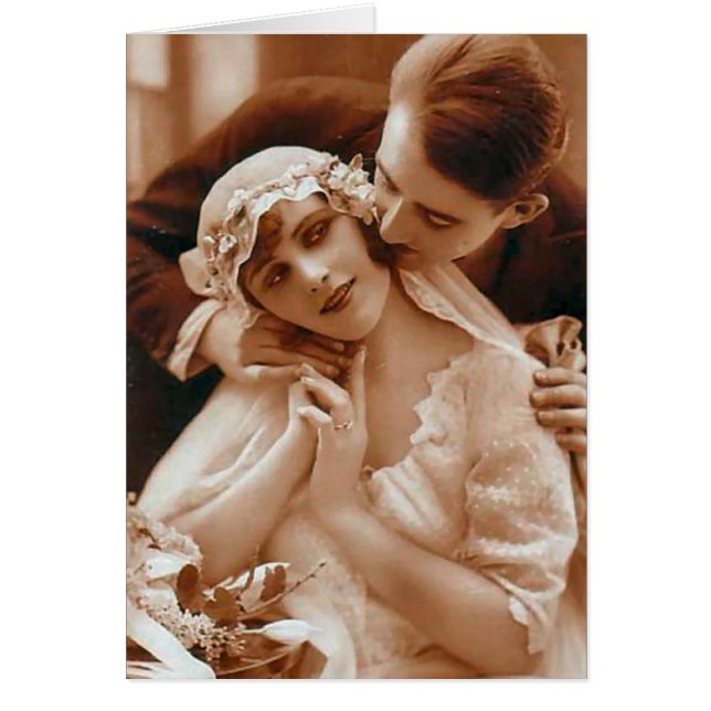 Cartão Presentes Românticos Vintage Antique Bride e Groom (Frente)