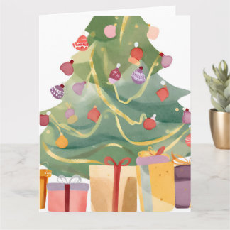 Cartão Presentes sob a Árvore de Natal | Aquarela