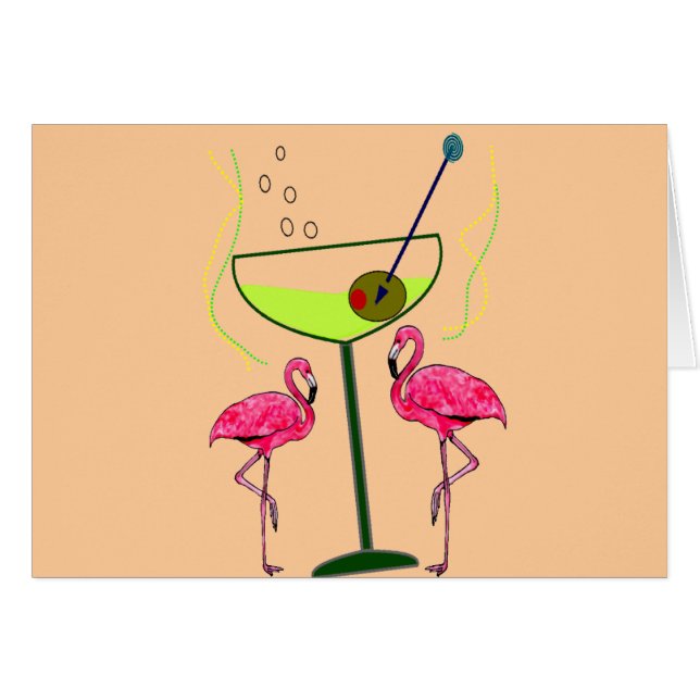 Cartão Presentes tropicais da arte do flamingo (Frente Horizontal)
